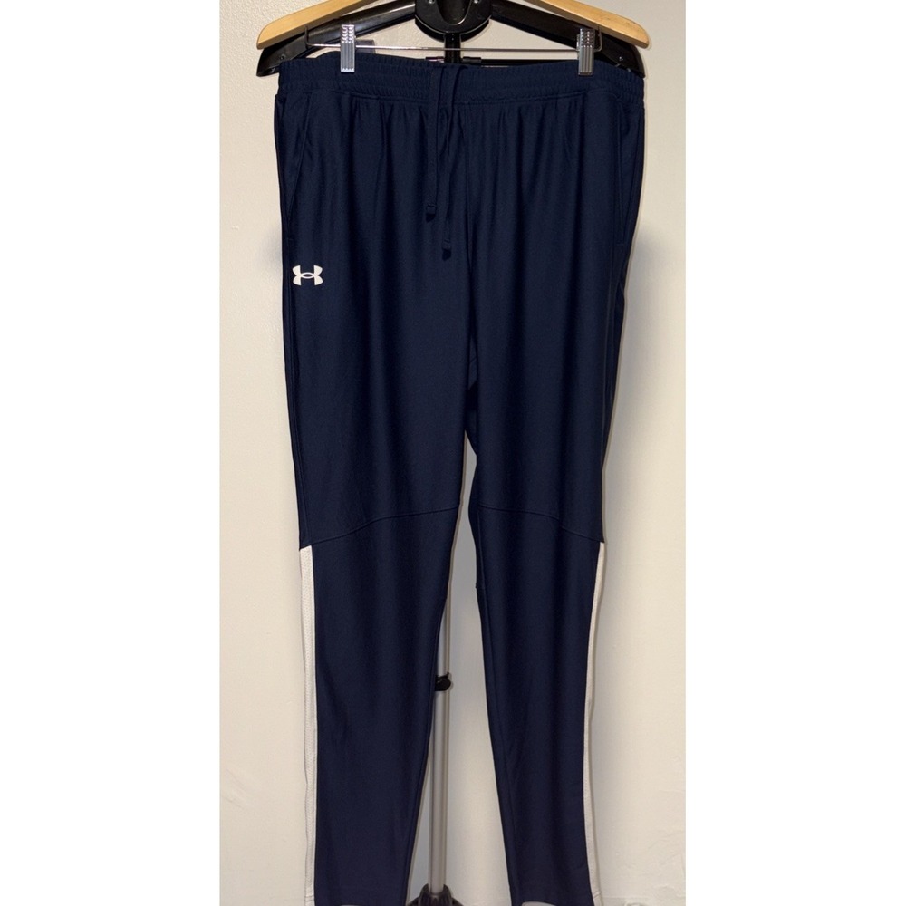 Under Armour  Sweatpants Mens XL Blue white stripe zip ankle Straight‎ Leg